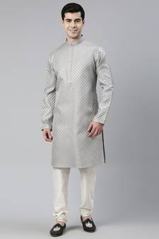 Grey Scallop Premium Self- Design Kurta Set