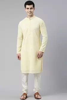 Yellow Chikankari Kurta Set
