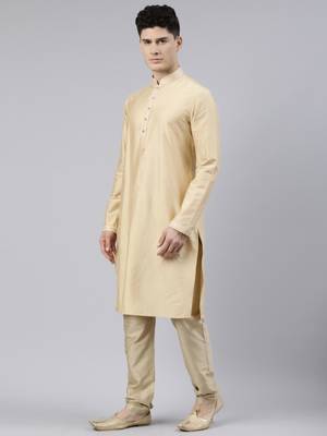 Peach Brocade Jacket With Gold Kurta 3