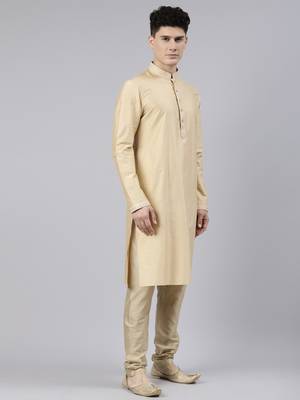 Peach Brocade Jacket With Gold Kurta 4