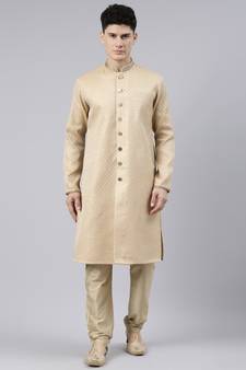 Gold Diamond Booti Front Open Kurta Set