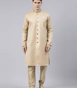 Gold Diamond Booti Front Open Kurta Set