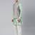 Jade Green Pashmina Print Jacket With Solid Green Short Kurta Set