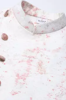 Creame Pink Printed Jacket With Pink Draped Kurta