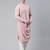 Creame Pink Printed Jacket With Pink Draped Kurta