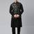 Black Gold Jacquard Print With Black Kurta