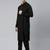 Black Gold Jacquard Print With Black Kurta