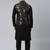 Black Gold Jacquard Print With Black Kurta