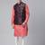 Midnight Blue Velvet  Pashmina Printed  Jacket With Pink Kurta