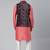 Midnight Blue Velvet  Pashmina Printed  Jacket With Pink Kurta