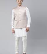 Geometric Textured Premium Jacket With Short Printed Kurta