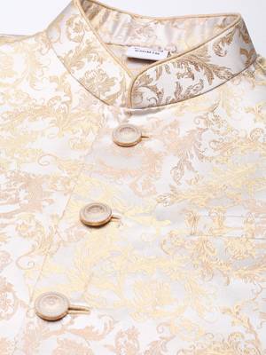 Creame Gold Jacket With Gold Kurta Set 2