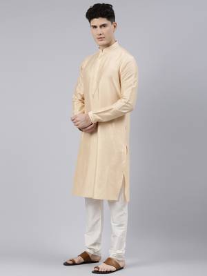 Creame Gold Jacket With Gold Kurta Set 3