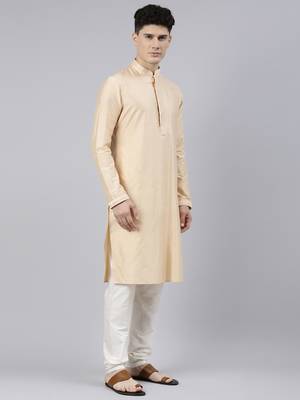 Creame Gold Jacket With Gold Kurta Set 4