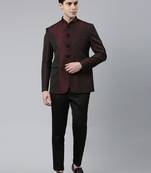 Maroon Black Shimmer Bandhgala Set