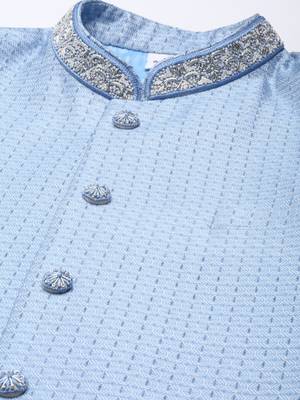 Powder Blue Jacquard Achkan 2