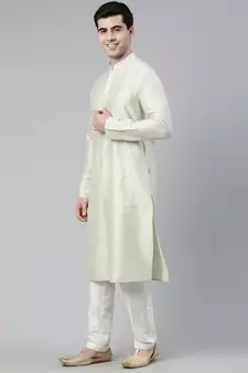 Pistachio Embrioderied  Indowestern With Kutra