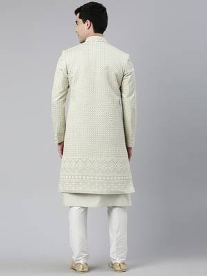 Pistachio Embrioderied  Indowestern With Kutra 5
