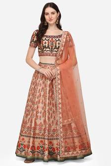 SOFT SILK DIGITAL PRINT SEMI STITCHED LEHENGA