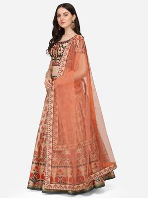 SOFT SILK DIGITAL PRINT SEMI STITCHED LEHENGA 2