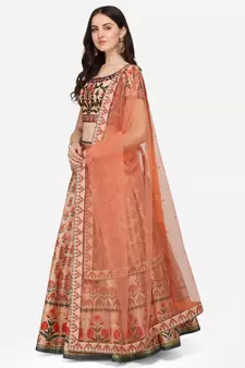 SOFT SILK DIGITAL PRINT SEMI STITCHED LEHENGA