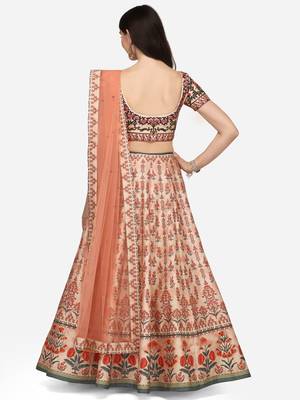 SOFT SILK DIGITAL PRINT SEMI STITCHED LEHENGA 3