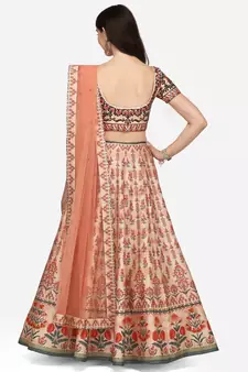 SOFT SILK DIGITAL PRINT SEMI STITCHED LEHENGA