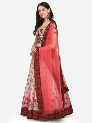 SOFT SILK DIGITAL PRINT SEMI STITCHED LEHENGA 1