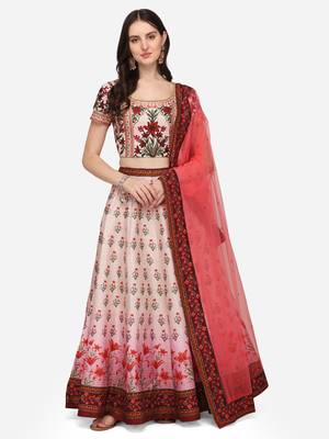 SOFT SILK DIGITAL PRINT SEMI STITCHED LEHENGA 2