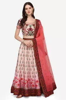 SOFT SILK DIGITAL PRINT SEMI STITCHED LEHENGA