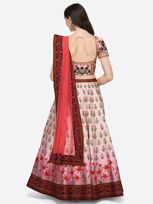 SOFT SILK DIGITAL PRINT SEMI STITCHED LEHENGA 3