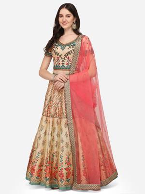 SOFT SILK DIGITAL PRINT SEMI STITCHED LEHENGA 1