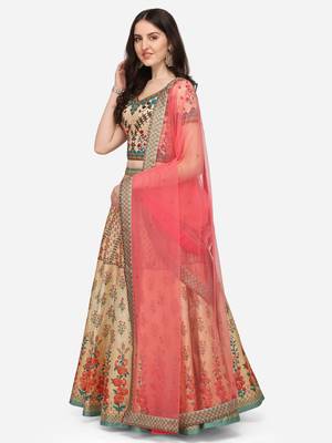 SOFT SILK DIGITAL PRINT SEMI STITCHED LEHENGA 2