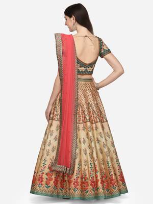 SOFT SILK DIGITAL PRINT SEMI STITCHED LEHENGA 3