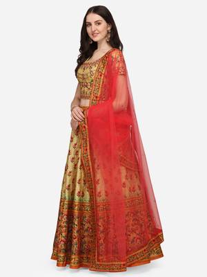 SOFT SILK DIGITAL PRINT SEMI STITCHED LEHENGA 1