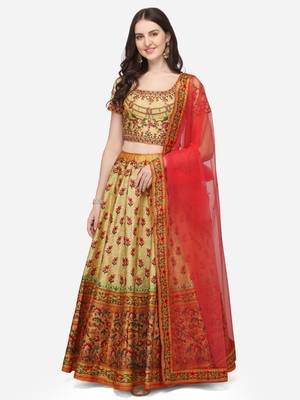 SOFT SILK DIGITAL PRINT SEMI STITCHED LEHENGA 2