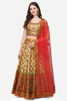 SOFT SILK DIGITAL PRINT SEMI STITCHED LEHENGA