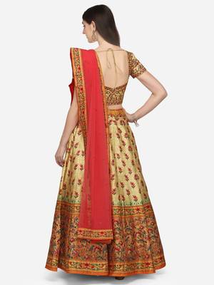 SOFT SILK DIGITAL PRINT SEMI STITCHED LEHENGA 3