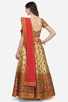 SOFT SILK DIGITAL PRINT SEMI STITCHED LEHENGA