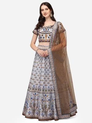 SOFT SILK DIGITAL PRINT SEMI STITCHED LEHENGA 1