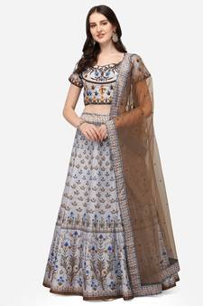 SOFT SILK DIGITAL PRINT SEMI STITCHED LEHENGA