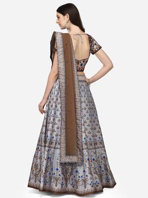 SOFT SILK DIGITAL PRINT SEMI STITCHED LEHENGA 3