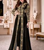 Black Embroidered Faux Georgette Salwar Free size full stitched Up To 42" Size