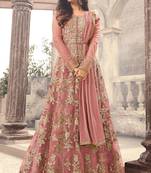 Rose Embroidered Net Salwar Free size full stitched Up To 42" Size