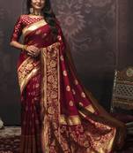 Maroon Silk Designer  Party Wear Sarees