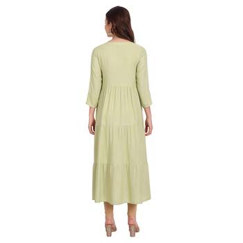 Light-green embroidered rayon long-kurtis 4