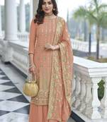 Classically Adorable Peach Colour Girlish Elegant Sharara Suit