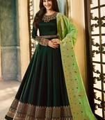 Dark-Green Embroidered Georgette Salwar Up To 42" Size