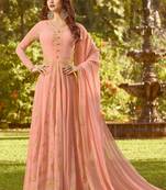 Baby-Pink Embroidered Georgette Salwar Up To 42" Size