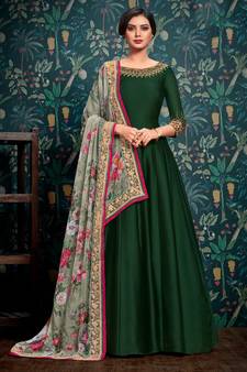 Green Embroidered Georgette Salwar Up To 42" Size
